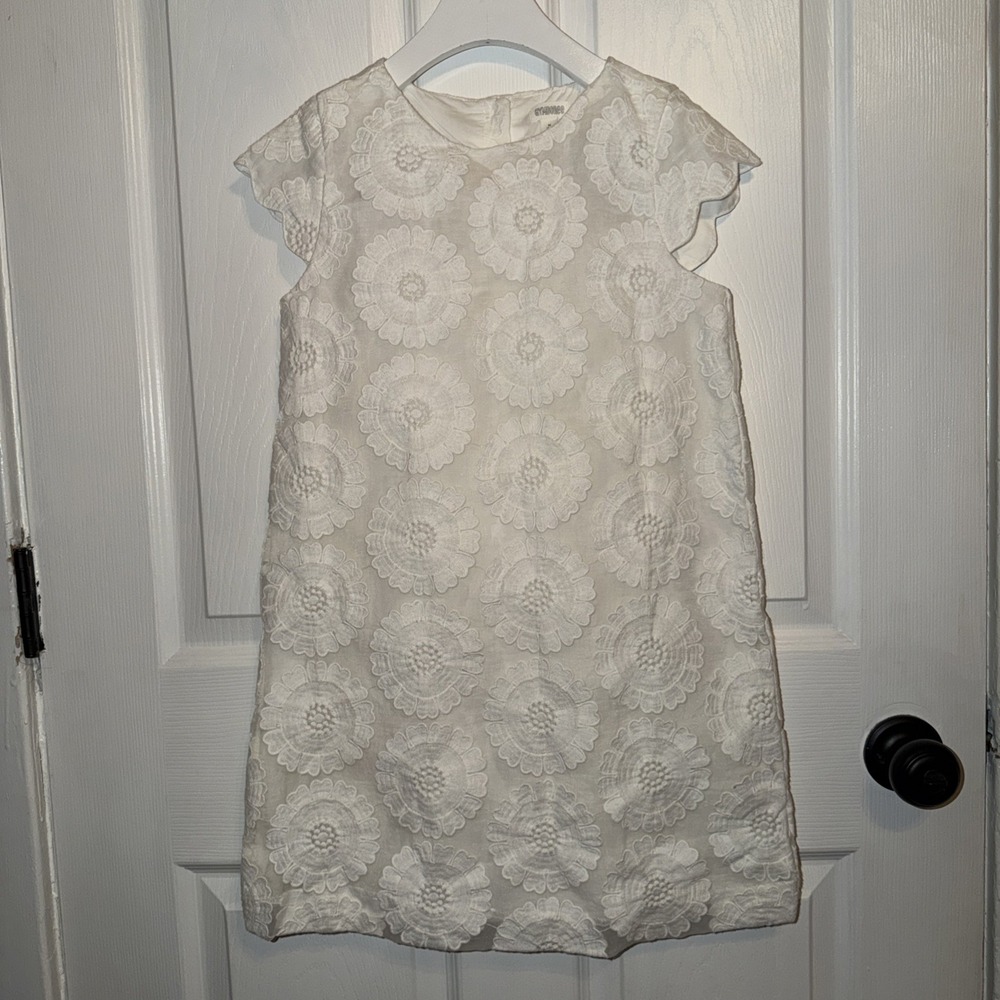 NEW Gymboree Girls White Dress Formal Size M 7/8 Cap Sleeve Easter Spring